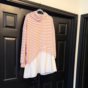 Anthropology Pilcro Pink and White Striped Kids Hoodie